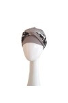 Carebell Elegance Black Abstract Turban oncologique en bambou et coton pour chimiothérapie ou alopécie, Gris perle, Taille Un