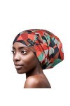 Bonnet satin pour cheveux bouclés, nuit réglable en soie rouge