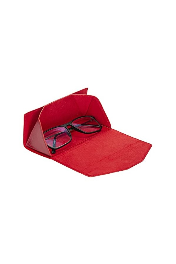 Solo Pelle Étui à lunettes pliable en cuir véritable, boîte à lunettes portable pliable avec fermeture magnétique pour homme,