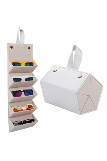 LogHog Étui de rangement portable en cuir souple et semi-rigide pour lunettes de soleil Marron/noir pour homme et femme Z-5 