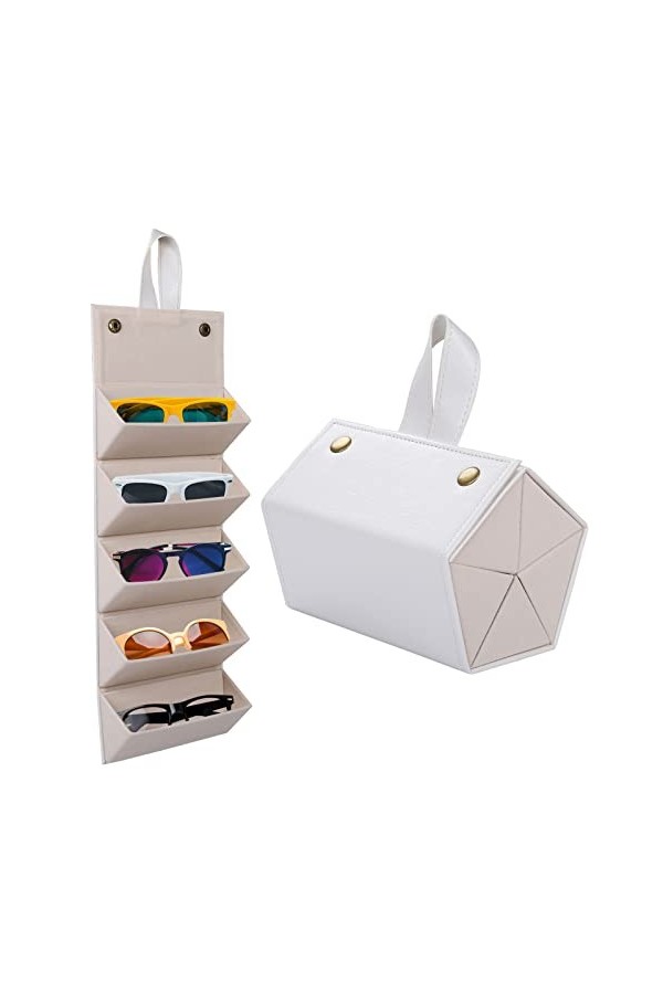 LogHog Étui de rangement portable en cuir souple et semi-rigide pour lunettes de soleil Marron/noir pour homme et femme Z-5 