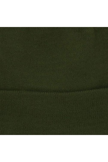Bonnet Homme ou Femme Vert Kaki Uni - Bonnet Hiver Basic en Maille sans Pompon - 100% Acrylique - avec ou sans Revers - Modèl