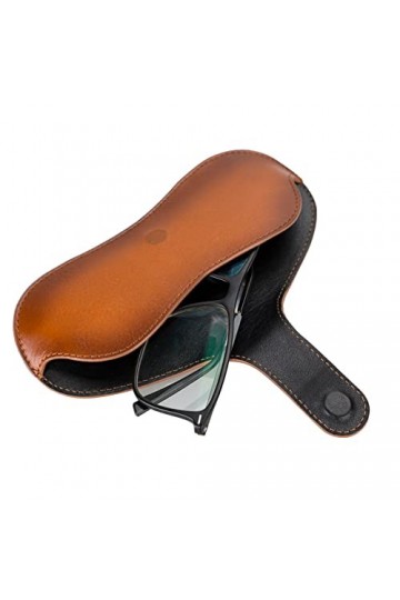 Solo Pelle Étui à lunettes de soleil en cuir véritable - Étui à lunettes portable avec fermeture magnétique - Pour homme et f