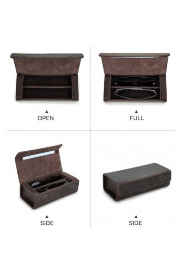 Étui À Lunettes En Cuir Crazy Horse, Étui De Protection De Portable, De Rangement Pour Lunettes De, Peut Contenir 2 Étuis À L