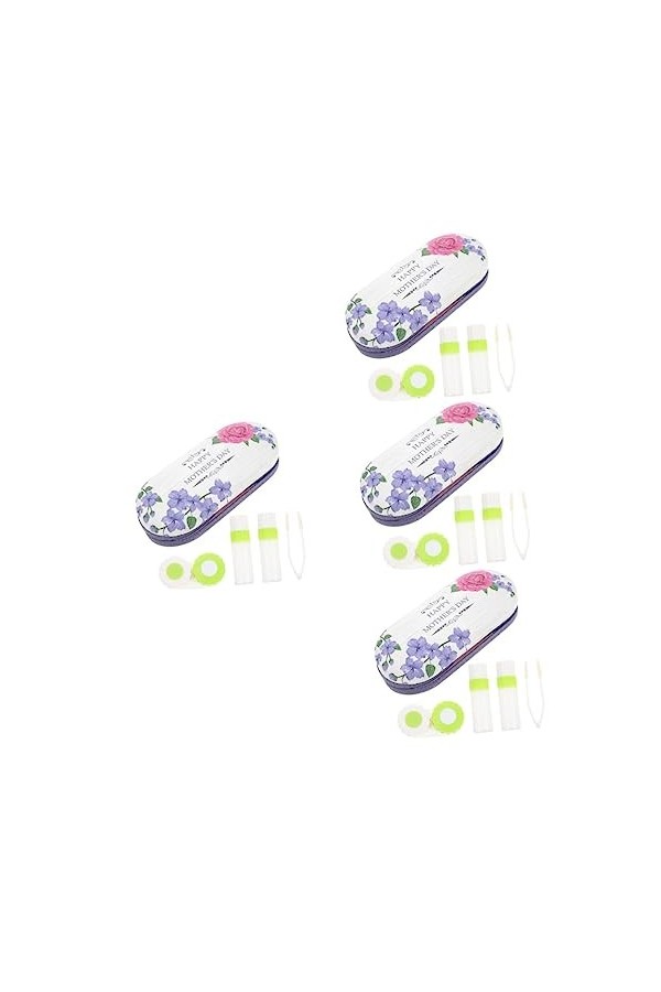 Lurrose 4 Ensembles Étui à Lunettes Double Couche Étui à Lentilles De Voyage Pinces à Lentilles Récipient à Verres Valise De 