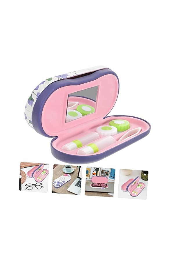 Lurrose 4 Ensembles Étui à Lunettes Double Couche Étui à Lentilles De Voyage Pinces à Lentilles Récipient à Verres Valise De 