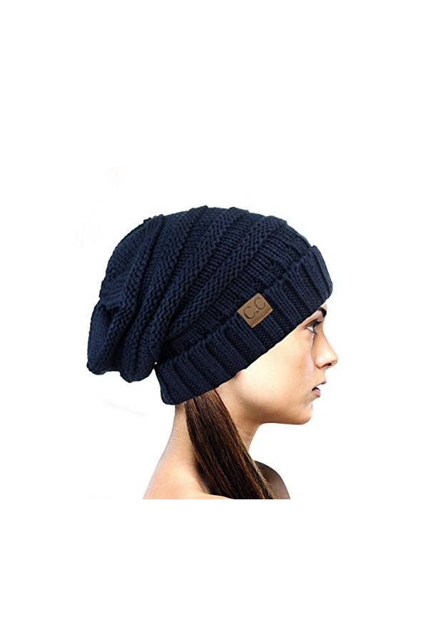 NYFASHION101 Bonnet dhiver Bouffant et épais de Style Slouchy. Une exclusivité de Confettis/Noir