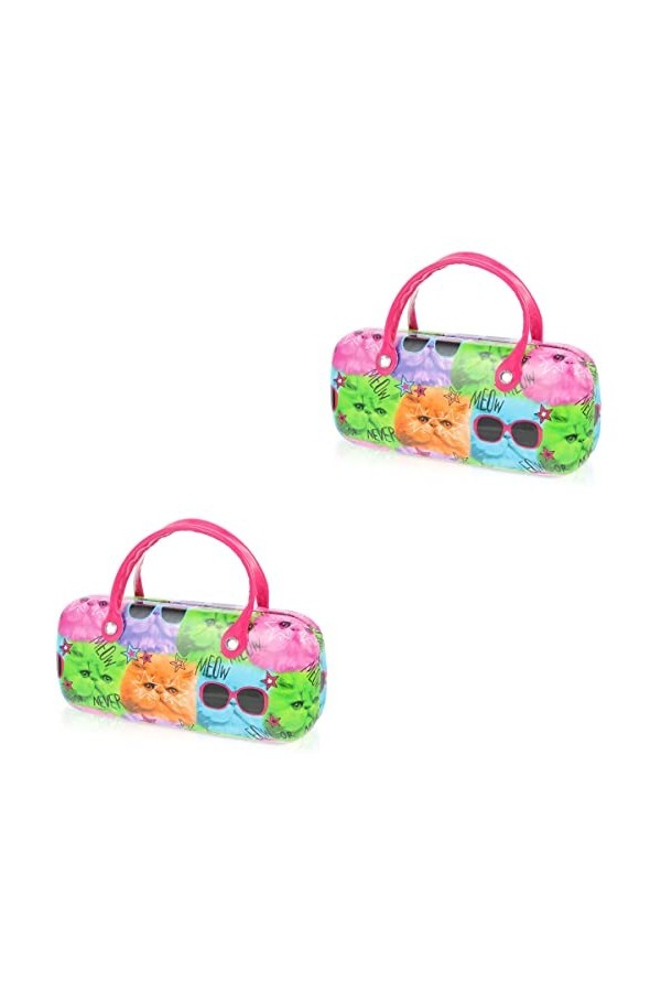 2pcs PU étui de rangement for lunettes dessin animé Animal imprimé boîte à lunettes conteneur à lunettes