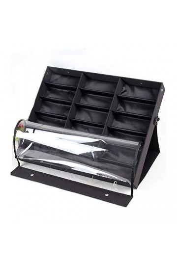 Zidao 18 emplacements Organisateur Double Eyeglass Couvercle tri Boîte pour Lunettes de Soleil Lunettes Bijoux,Noir