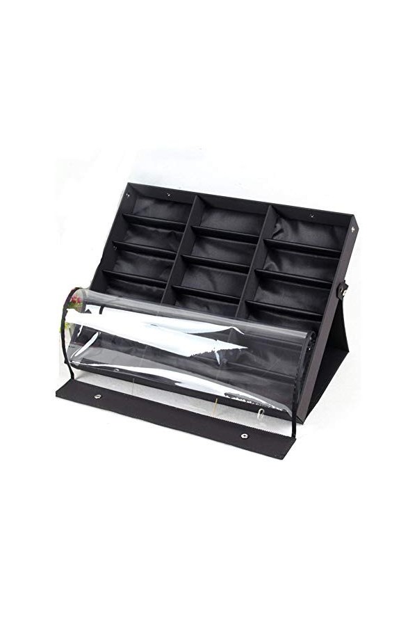 Zidao 18 emplacements Organisateur Double Eyeglass Couvercle tri Boîte pour Lunettes de Soleil Lunettes Bijoux,Noir