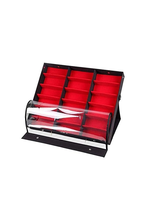 Zidao 18 emplacements Organisateur Double Eyeglass Couvercle tri Boîte pour Lunettes de Soleil Lunettes Bijoux,Noir