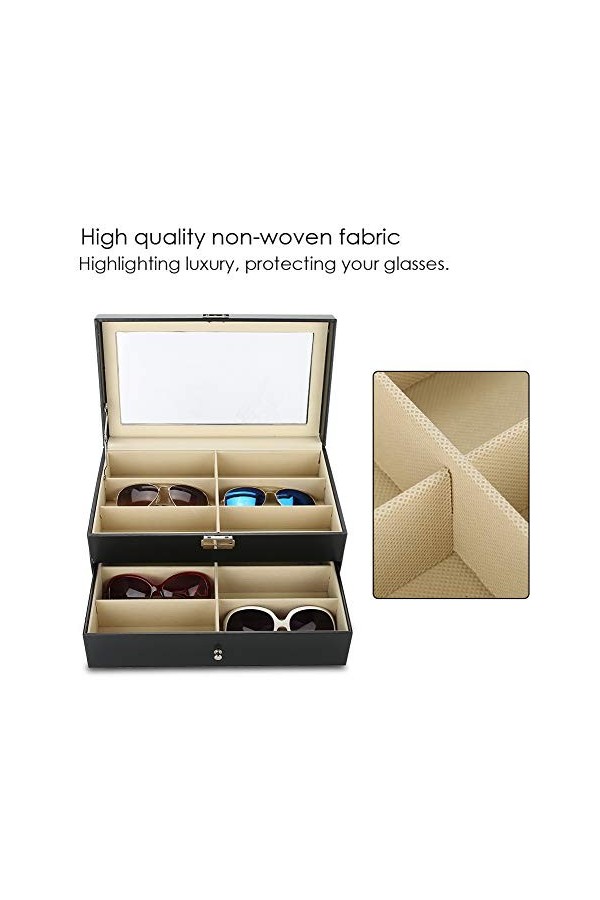 Étui à lunettes à 12 emplacements, cache-poussière transparent Boîte de rangement pour lunettes de fabrication exquise pour a