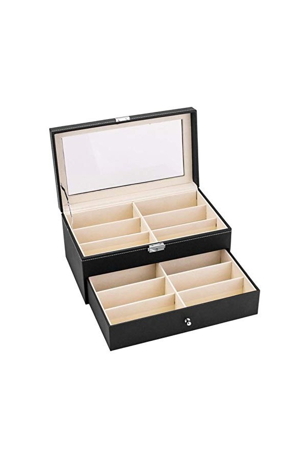 MHBY Boîte de Rangement pour Lunettes de Soleil, Cuir PU 12 pièces boîte de Rangement pour Lunettes de Soleil Lunettes de Sol