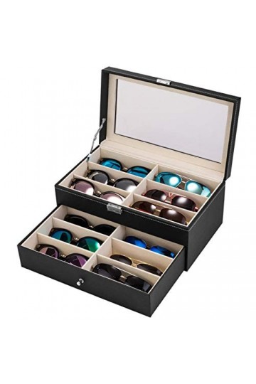MHBY Boîte de Rangement pour Lunettes de Soleil, Cuir PU 12 pièces boîte de Rangement pour Lunettes de Soleil Lunettes de Sol