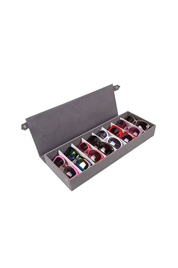 Tyewomiy Boîtier de Lunettes, 8 Lunettes de Soleil à sous Boîte dorganisateurs, Coupe de Rangement for Les Lunettes Color :