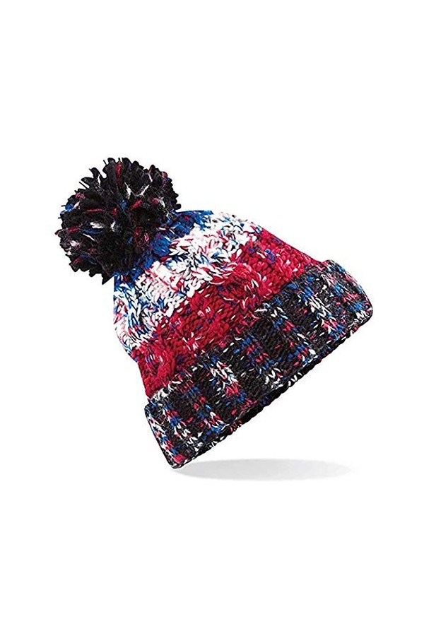 4sold Hommes Lady Bonnets Bonnet Fourré Hiver pour Femme Bonnet Tricoté et Gros Pompon Coloris Taille Unique Gold Circle Doub