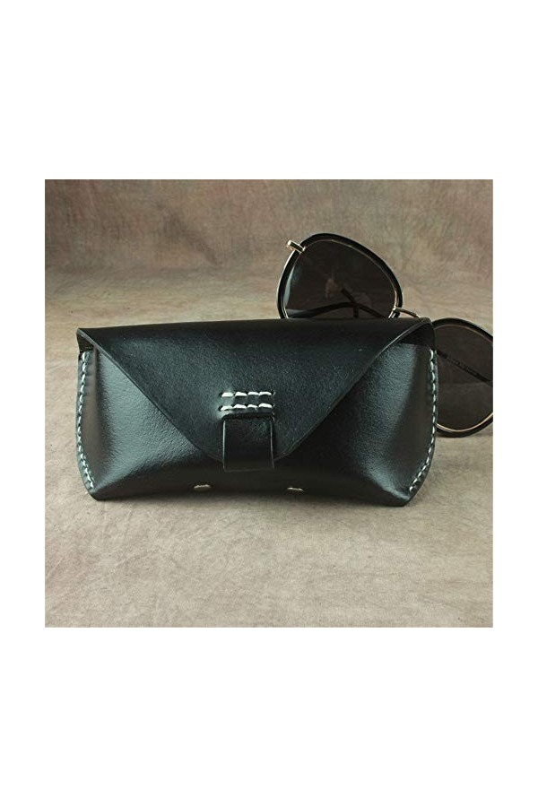 Étui à lunettes pliable triangulaire Etui à lunettes en cuir vintage Etui à lunettes Etui de protection portable La plupart d