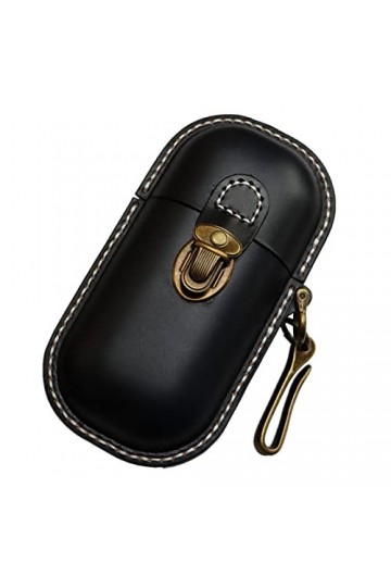 Fanyixuan Étui à lunettes en cuir fait à la main avec coque rigide rétro pour homme et femme, noir, Small