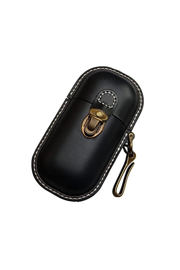 Fanyixuan Étui à lunettes en cuir fait à la main avec coque rigide rétro pour homme et femme, noir, Small