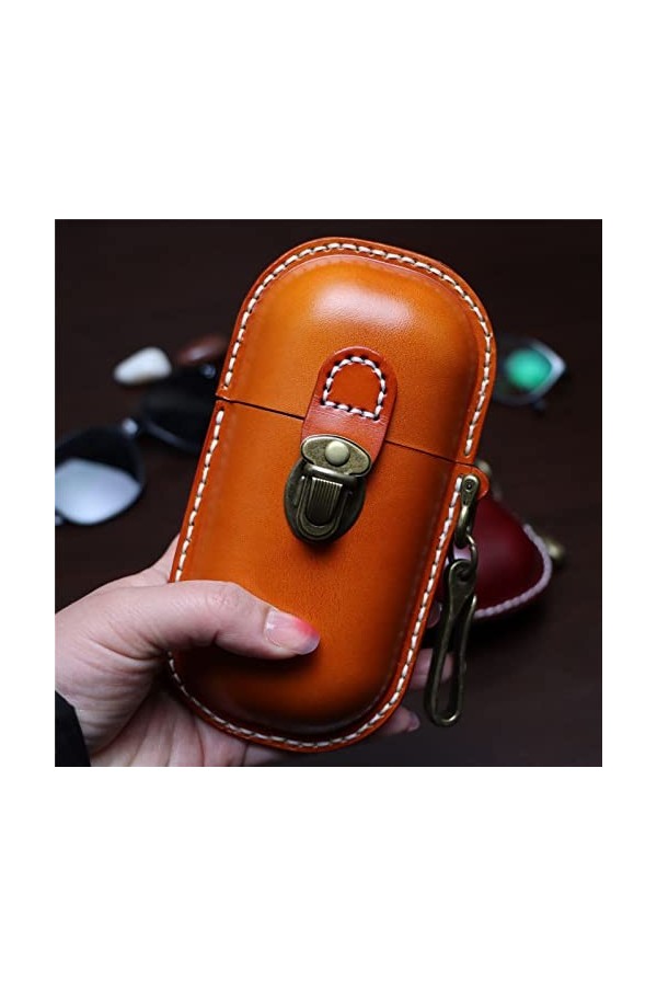 Fanyixuan Étui à lunettes en cuir fait à la main avec coque rigide rétro pour homme et femme, marron, Small