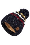 4sold Hommes Lady Bonnets Bonnet Fourré Hiver pour Femme Bonnet Tricoté et Gros Pompon Coloris Taille Unique Gold Circle Doub