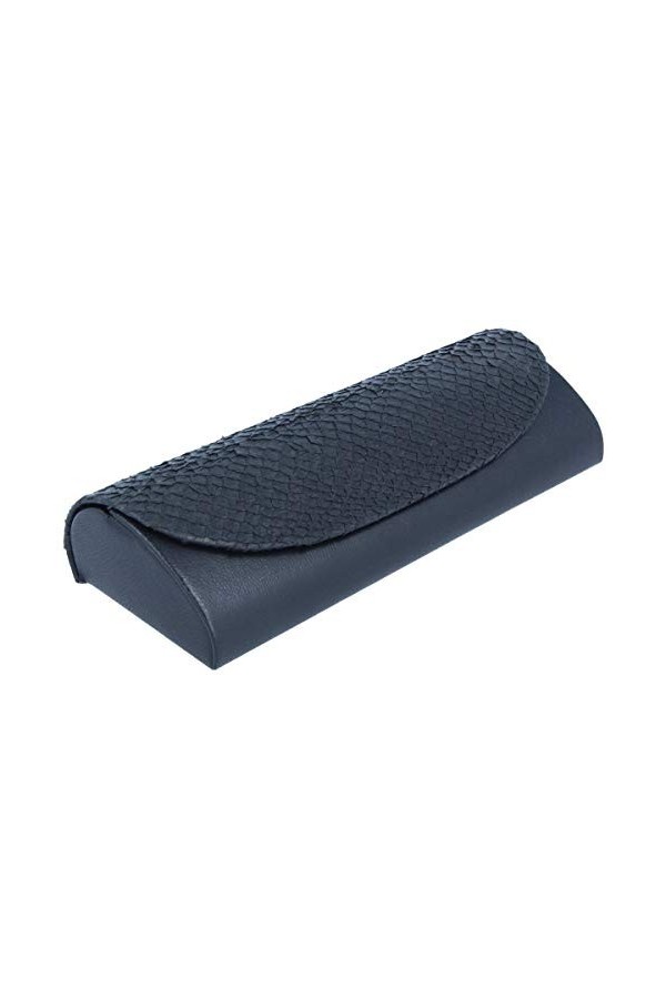 Étui à lunettes élégant MIA avec fermeture magnétique en cuir véritable de saumon noir