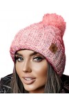4sold Hommes Lady Bonnets Bonnet Fourré Hiver pour Femme Bonnet Tricoté et Gros Pompon Coloris Taille Unique Gold Circle Doub