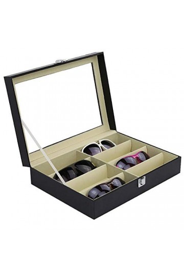 Joycaling Boîte De Rangement de Lunettes Boîte de Rangement PU Cuir 8 Lunettes Lunettes de Soleil en Bois Boîtes for Hommes, 