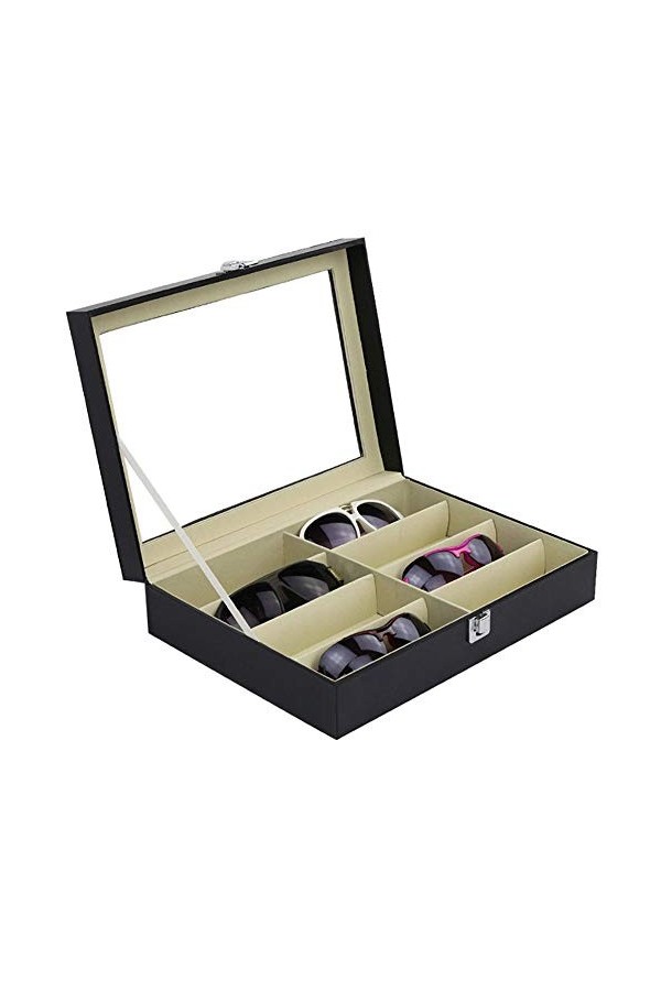 Joycaling Boîte De Rangement de Lunettes Boîte de Rangement PU Cuir 8 Lunettes Lunettes de Soleil en Bois Boîtes for Hommes, 