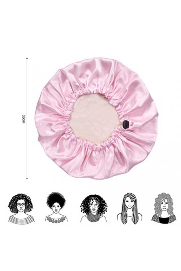 PANSYFEN 2 pcs Bonnet en Satin Réglable Bonnet en Soie Grand Bonnet Satin Cheveux Nuit Pour Cheveux Longs et Bouclés Bonnet R