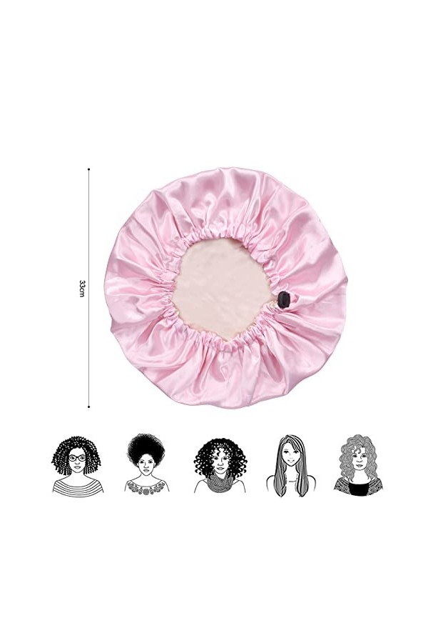 PANSYFEN 2 pcs Bonnet en Satin Réglable Bonnet en Soie Grand Bonnet Satin Cheveux Nuit Pour Cheveux Longs et Bouclés Bonnet R