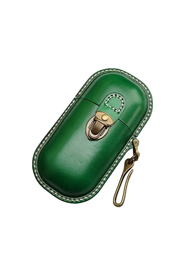 Fanyixuan Étui à lunettes en cuir fait à la main avec coque rigide rétro pour homme et femme, vert, Small