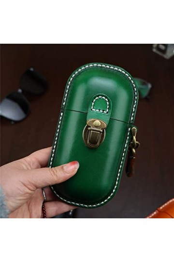 Fanyixuan Étui à lunettes en cuir fait à la main avec coque rigide rétro pour homme et femme, vert, Small