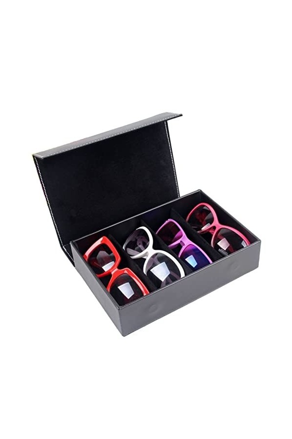 Femmes Hommes Organisateur de Lunettes de Soleil, Portable 4 emplacements Voyage lunettes de soleil Boîte de rangement Organi
