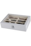 Femmes Hommes Organisateur de Lunettes de Soleil, Blanc PU Cuir 8 emplacements Lunettes Sunglass Boîte de Rangement Holder Cl