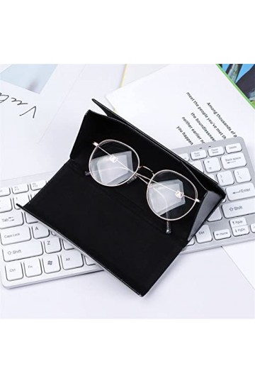 INGVY Étui à lunettes Nouvelle boîte à lunettes triangulaire, couleur unie, pliable, PU, étanche, aimant puissant, étui à lun