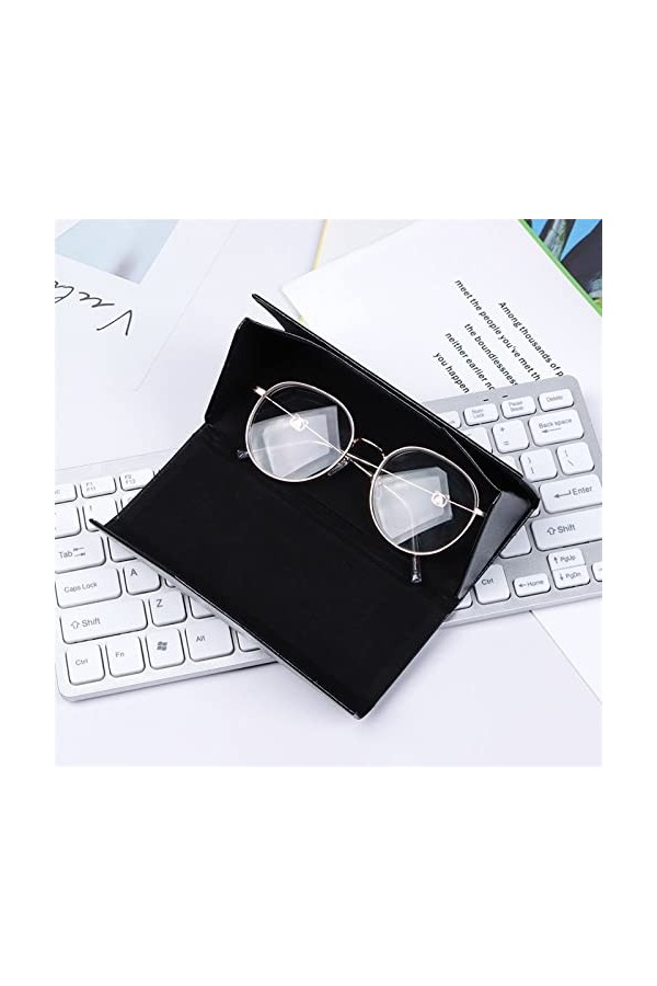 INGVY Étui à lunettes Nouvelle boîte à lunettes triangulaire, couleur unie, pliable, PU, étanche, aimant puissant, étui à lun