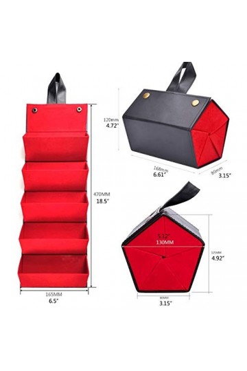 FLLXSMFC Boîte de rangement pour lunettes de soleil avec 5 compartiments en PU Noir Doublure extérieure rouge