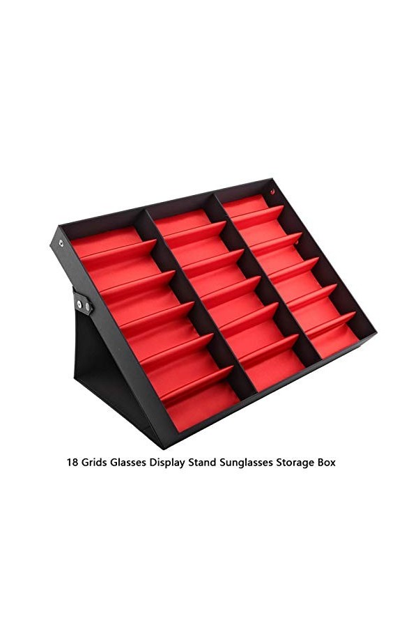 Étui de Rangement pour Lunettes, Boîte Daffichage Lunettes Soleil à 18 Fentes, Vitrine Vue, Organisateur Bijoux Plateau Mais