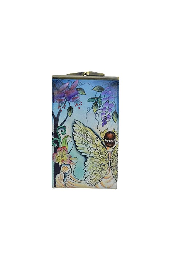 Anuschka Étui à lunettes en cuir véritable peint à la main pour femme – Entrée encadrée, doublure en faux daim, peut contenir