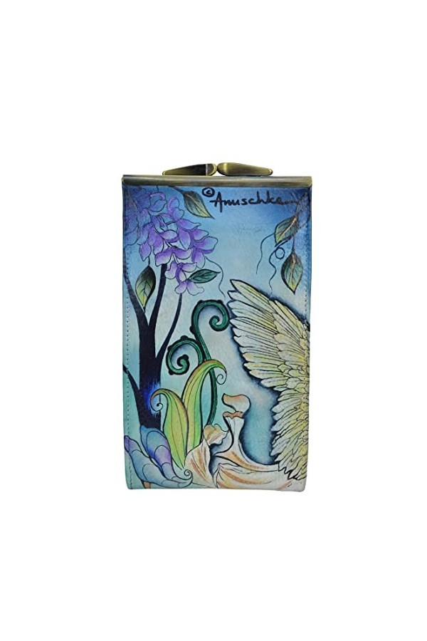 Anuschka Étui à lunettes en cuir véritable peint à la main pour femme – Entrée encadrée, doublure en faux daim, peut contenir