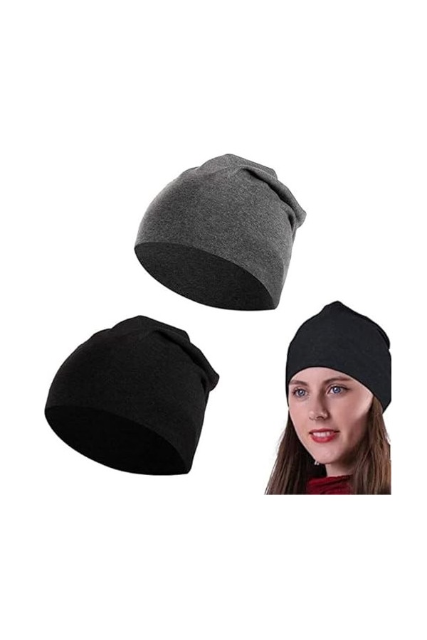 LYTIVAGEN 2Pcs Bonnet pour Chimio, Slouch Style pour Dames, Bonnet de Couchage en polyester pour la Perte de Cheveux, le Canc