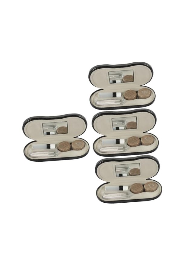 PartyKindom 4 Ensembles Étui À Lunettes À Double Usage Étui À Lunettes En Cuir Pu Étui À Lunettes En Grain De Bois Étui À Lun