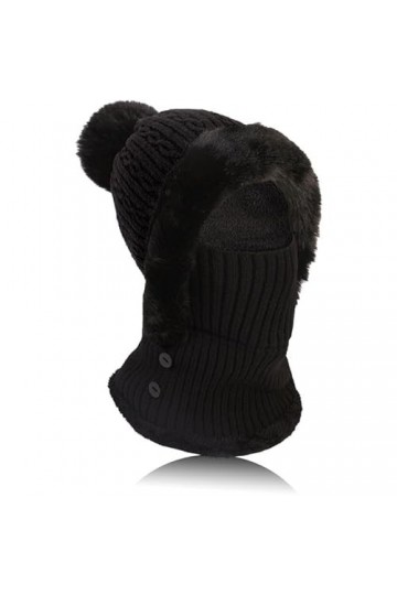 TAGVO Hiver Chaud Tricoté Bonnet Et Ensembles De Cache-Cou, Balaclava Chapeau Bonnet Tricoté Flexible avec Boule De Poils, Ca