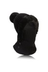TAGVO Hiver Chaud Tricoté Bonnet Et Ensembles De Cache-Cou, Balaclava Chapeau Bonnet Tricoté Flexible avec Boule De Poils, Ca