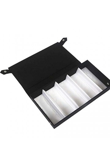 BECCYYLY Étui à Lunettes Boîte de Rangement pour Lunettes de Soleil en Cuir Noir à 5 grilles Boîte de Rangement pour Lunettes