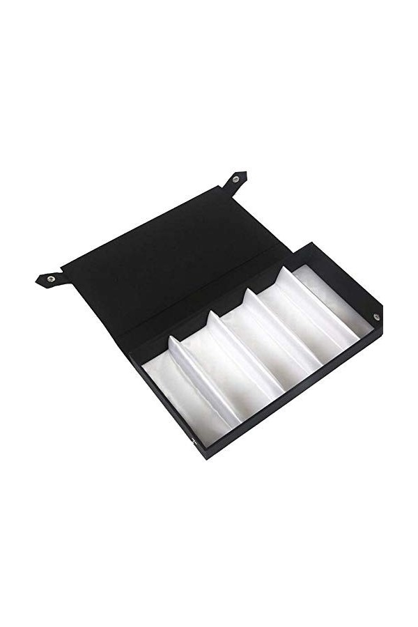 BECCYYLY Étui à Lunettes Boîte de Rangement pour Lunettes de Soleil en Cuir Noir à 5 grilles Boîte de Rangement pour Lunettes