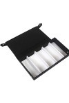 BECCYYLY Étui à Lunettes Boîte de Rangement pour Lunettes de Soleil en Cuir Noir à 5 grilles Boîte de Rangement pour Lunettes
