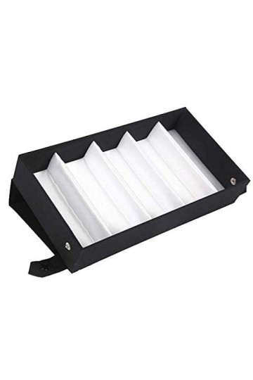 BECCYYLY Étui à Lunettes Boîte de Rangement pour Lunettes de Soleil en Cuir Noir à 5 grilles Boîte de Rangement pour Lunettes