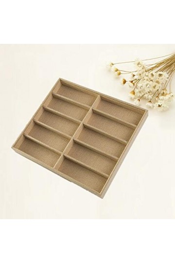 BECCYYLY Étui à Lunettes 10 Grille en Bois de Coton et de Lin Boîte de Rangement pour Lunettes de Soleil Étui à Lunettes